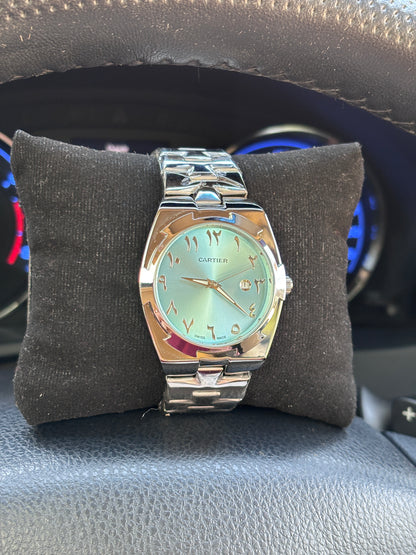 Cartier Luxury Watch Cyan Dial